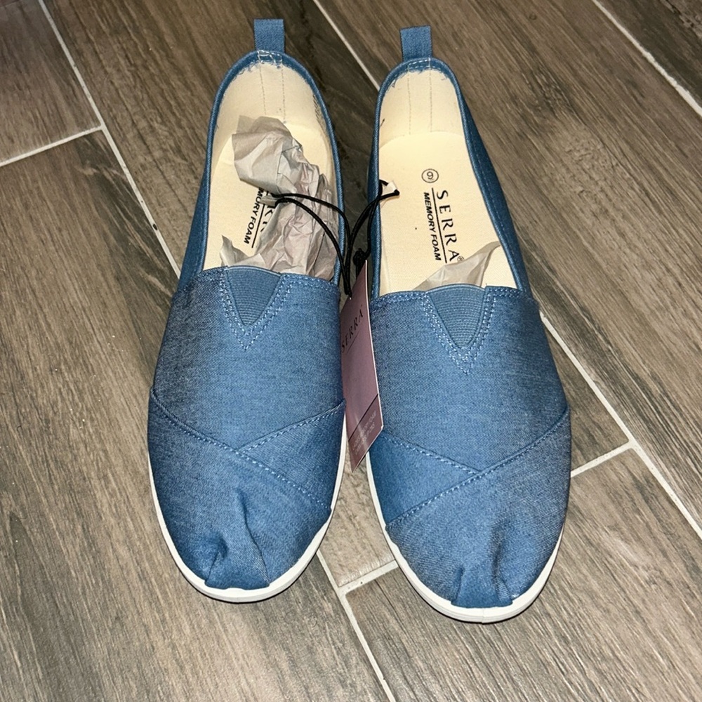 Denim blue slip on sneakers